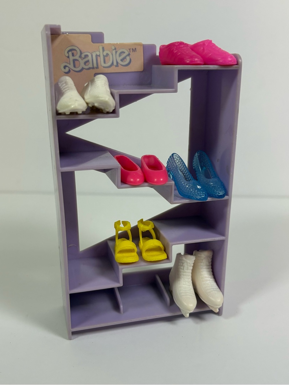 Vintage Barbie Shoe Rack Purple 90s Includes Six Pairs of Shoes Display Shelf